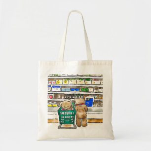 Two teddy bears shopping ai generated art tote bag