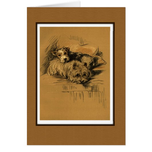 Two Terrier Dogs Cuddling Cards (Front)