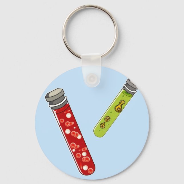 Two test tubes red blood cells virus keychain (Front)