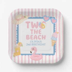 two the beach coastal summer 2nd birthday paper plates