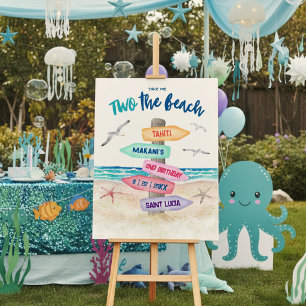 Two The Beach Kids 2nd Birthday Foam Board Sign