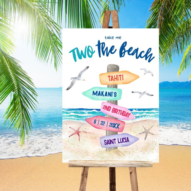 Two The Beach Kids 2nd Birthday Foam Board Sign (Creator Uploaded)
