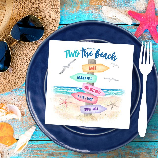 Two The Beach | Kids 2nd Birthday Napkins (Creator Uploaded)