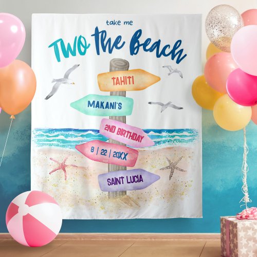 Two The Beach Kids 2nd Birthday Party Tapestry