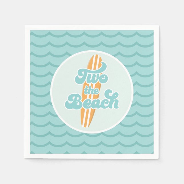 Two the Beach Surf Beach 2nd Birthday Napkins (Front)