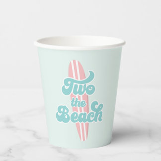 Two the Beach Surf Beach 2nd Birthday Paper Cups