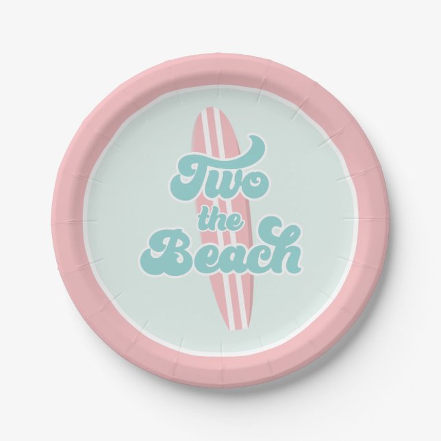 Two the Beach Surf Beach 2nd Birthday Paper Plates (Front)