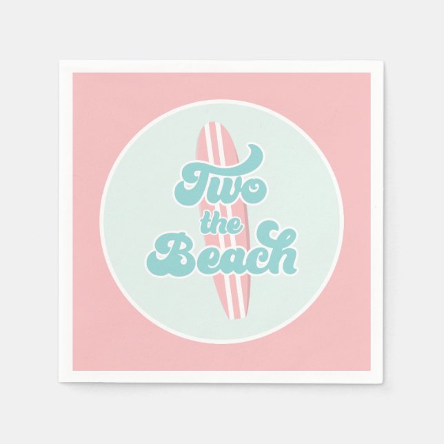 Two the Beach Surf Beach 2nd Birthday Paper Plates Napkins (Front)