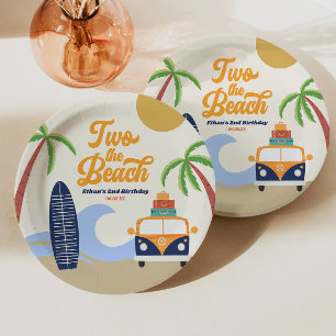 Two The Beach Surf Board Blue 2nd Birthday Party Paper Plates