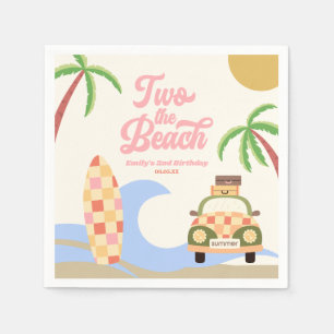 Two The Beach Surf Pink 2nd Birthday Party Napkins