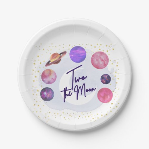 Two the Moon 2nd Birthday Editable Invitation Paper Plates