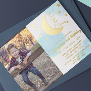 Two The Moon 2nd Birthday Foil Invitation