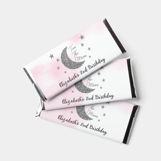 Two The Moon 2nd Birthday Hershey Bar Favors (Front)