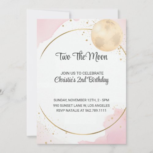 Two The Moon 2nd Birthday Invitation