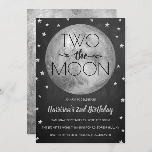 Two The Moon 2nd Birthday Invitation