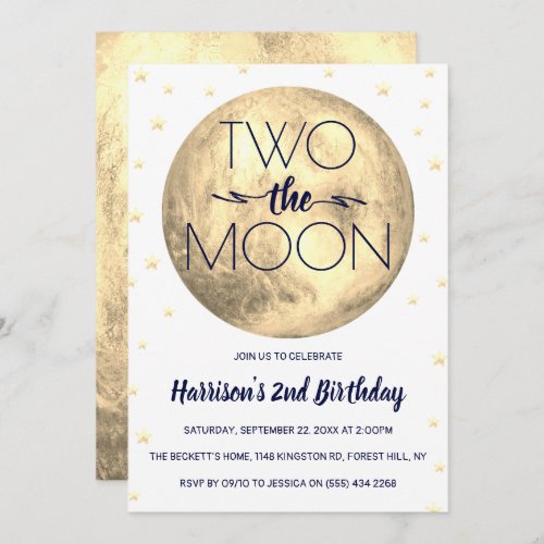 Two The Moon 2nd Birthday Invitation
