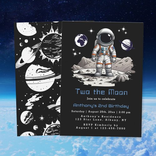 Two the Moon 2nd Birthday Invitation