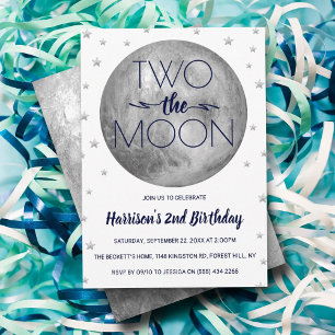Two The Moon 2nd Birthday Invitation