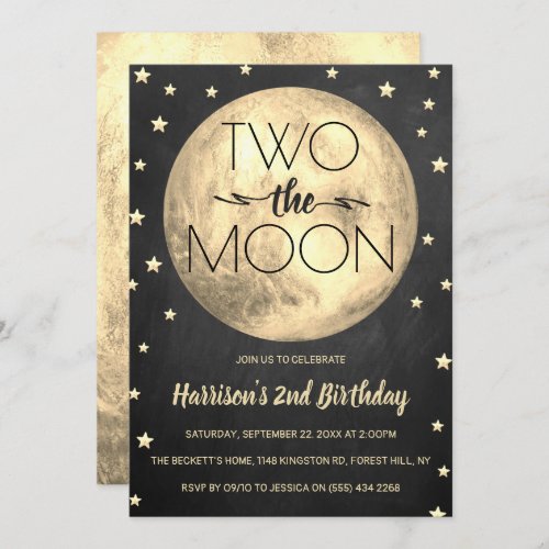 Two The Moon 2nd Birthday Invitation