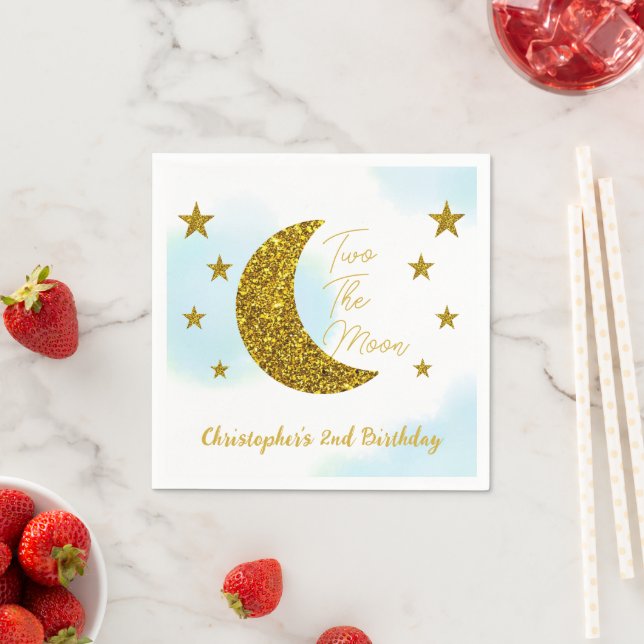 Two The Moon 2nd Birthday Napkins (Insitu)
