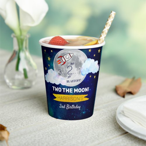 Two The Moon 2nd Birthday Paper Cups