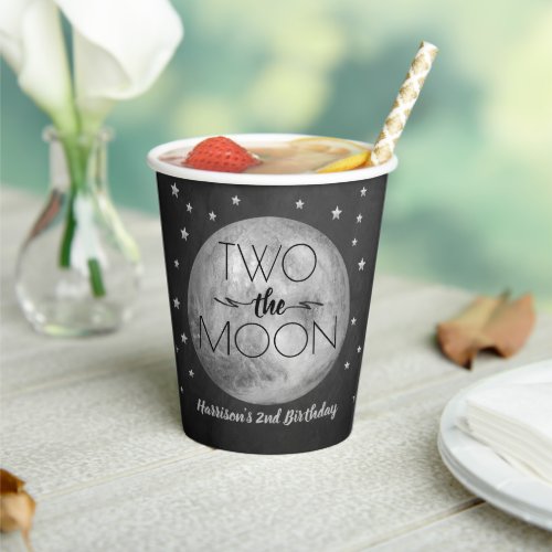 Two The Moon 2nd Birthday Paper Cups