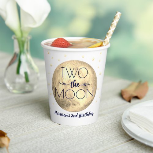 Two The Moon 2nd Birthday Paper Cups