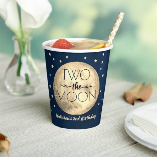 Two The Moon 2nd Birthday Paper Cups