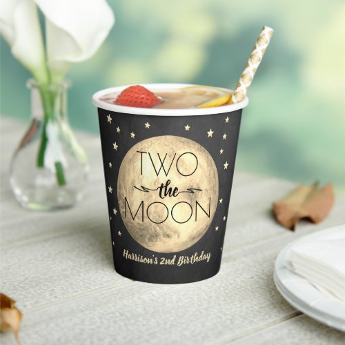 Two The Moon 2nd Birthday Paper Cups