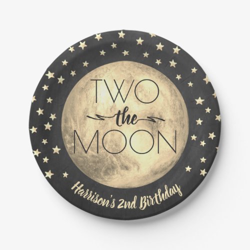 Two The Moon 2nd Birthday Paper Plate