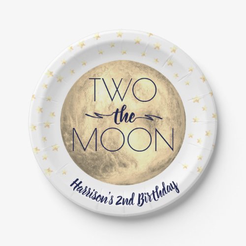 Two The Moon 2nd Birthday Paper Plate