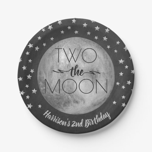 Two The Moon 2nd Birthday Paper Plate