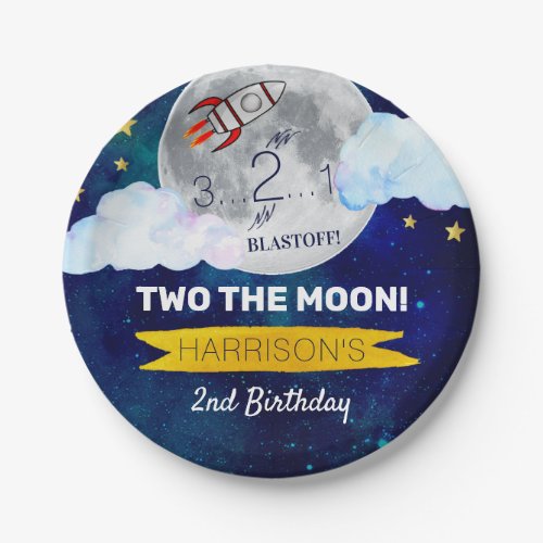 Two The Moon 2nd Birthday Paper Plates