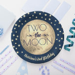 Two The Moon 2nd Birthday Paper Plates<br><div class="desc">Celebrate in style with these trendy 2nd birthday party paper plates. The design is easy to personalize with your own wording and your family and friends will be thrilled when they see these fabulous party plates.</div>