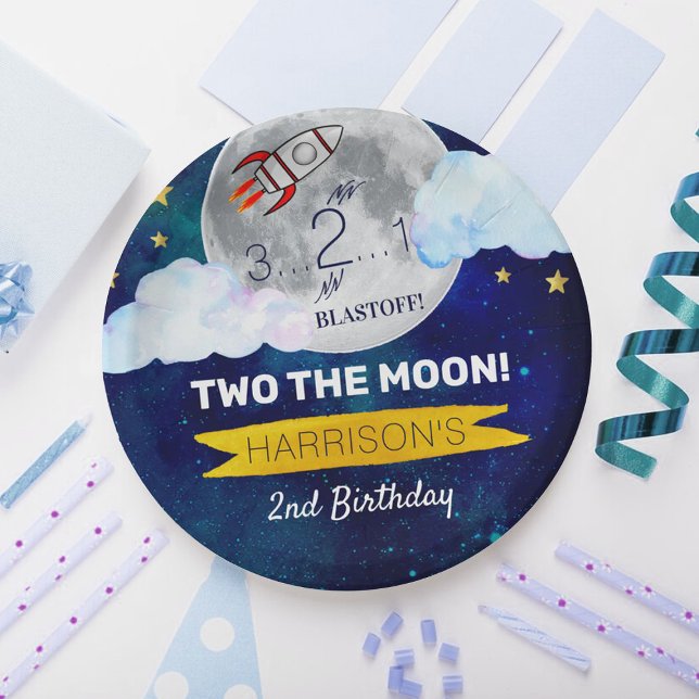 Two The Moon 2nd Birthday Paper Plates (Creator Uploaded)