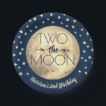 Two The Moon 2nd Birthday Paper Plates<br><div class="desc">Celebrate in style with these trendy 2nd birthday party paper plates. The design is easy to personalize with your own wording and your family and friends will be thrilled when they see these fabulous party plates.</div>