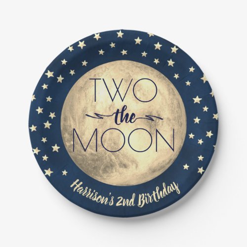 Two The Moon 2nd Birthday Paper Plates