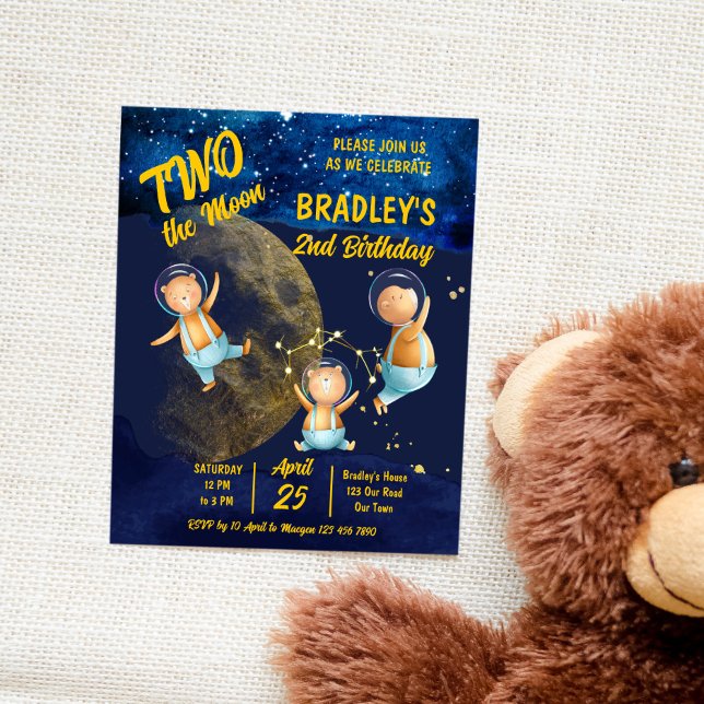 Two the moon 2nd birthday party budget invite (Creator Uploaded)