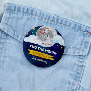 Two The Moon 2nd Birthday Party Button