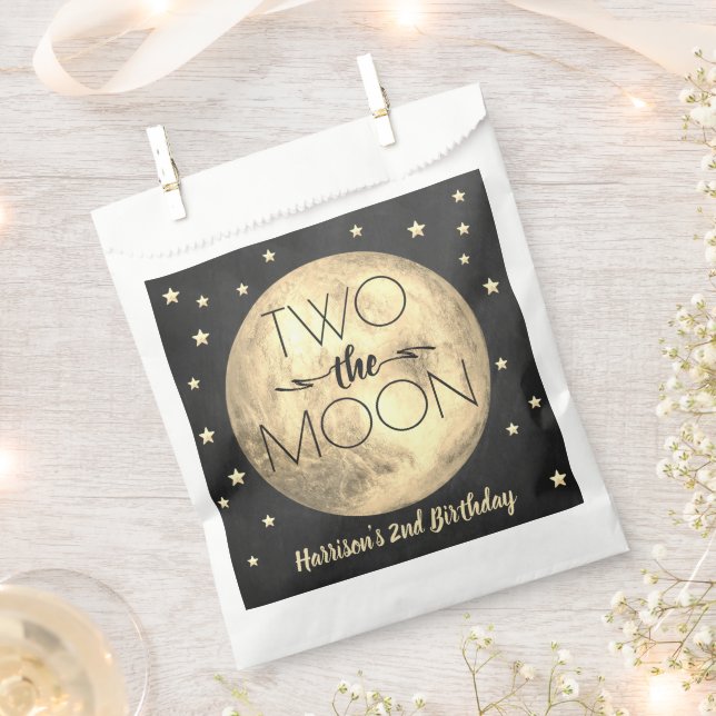 Two The Moon 2nd Birthday Party Favor Bag (Clipped)