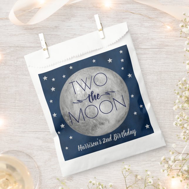 Two The Moon 2nd Birthday Party Favor Bag (Clipped)