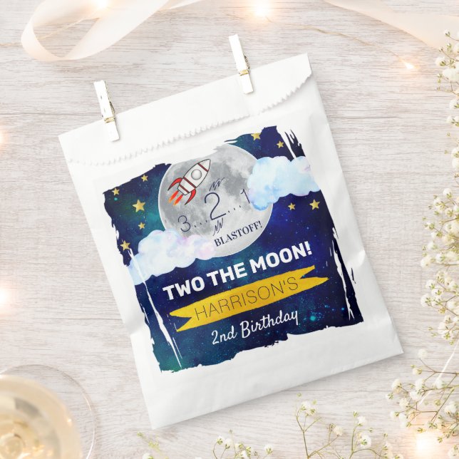 Two The Moon 2nd Birthday Party Favor Bag (Clipped)