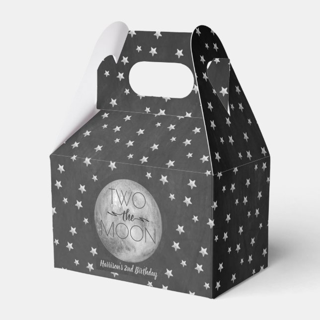 Two The Moon 2nd Birthday Party Favor Boxes (Front Side)