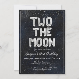 Two the Moon 2nd Birthday Party Invitation