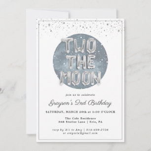 Two the Moon 2nd Birthday Party Invitation