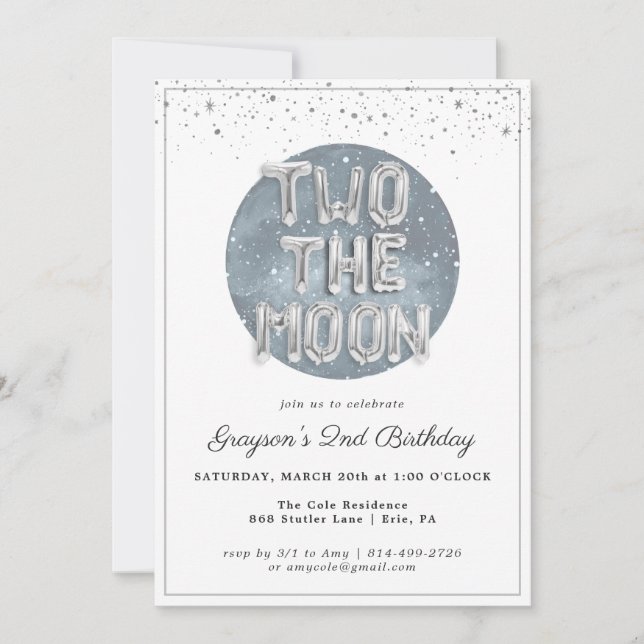 Two the Moon | 2nd Birthday Party Invitation (Front)