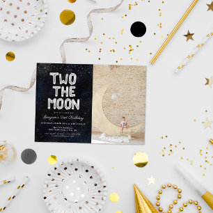 Two the Moon 2nd Birthday Party Invitation