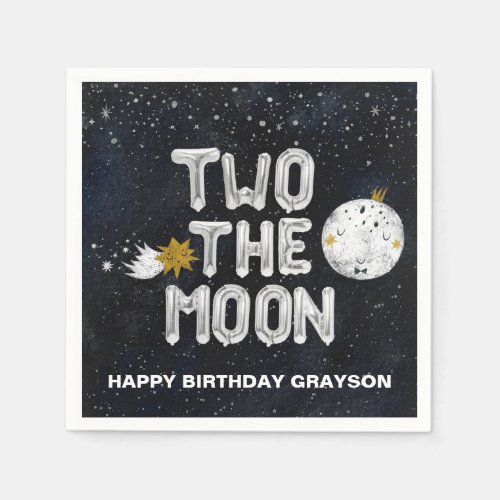 Two the Moon 2nd Birthday Party Personalized Napkins