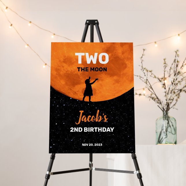 TWO the moon 2nd birthday party Space Welcome Foam Board (In Situ (Stand))
