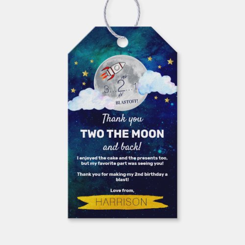 Two The Moon 2nd Birthday Party Thank You Gift Tags